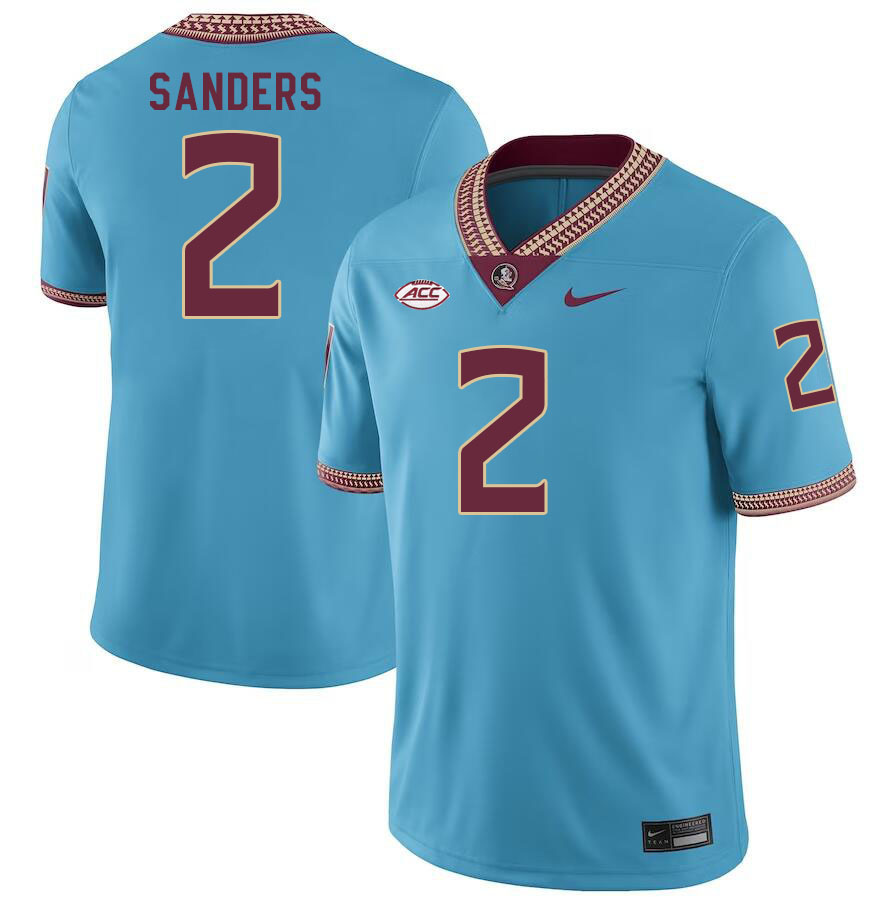 #2 Deion Sanders Florida State Seminoles Jerseys Football Stitched-Turquoise
